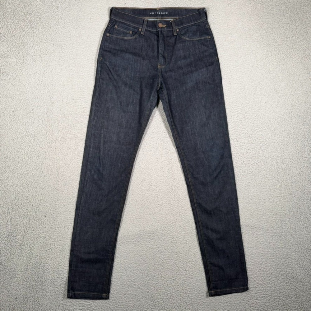 Mott & Bow Jeans Mens 30x32 Blue Skinny Denim Casual Preppy 5 Pocket Logo